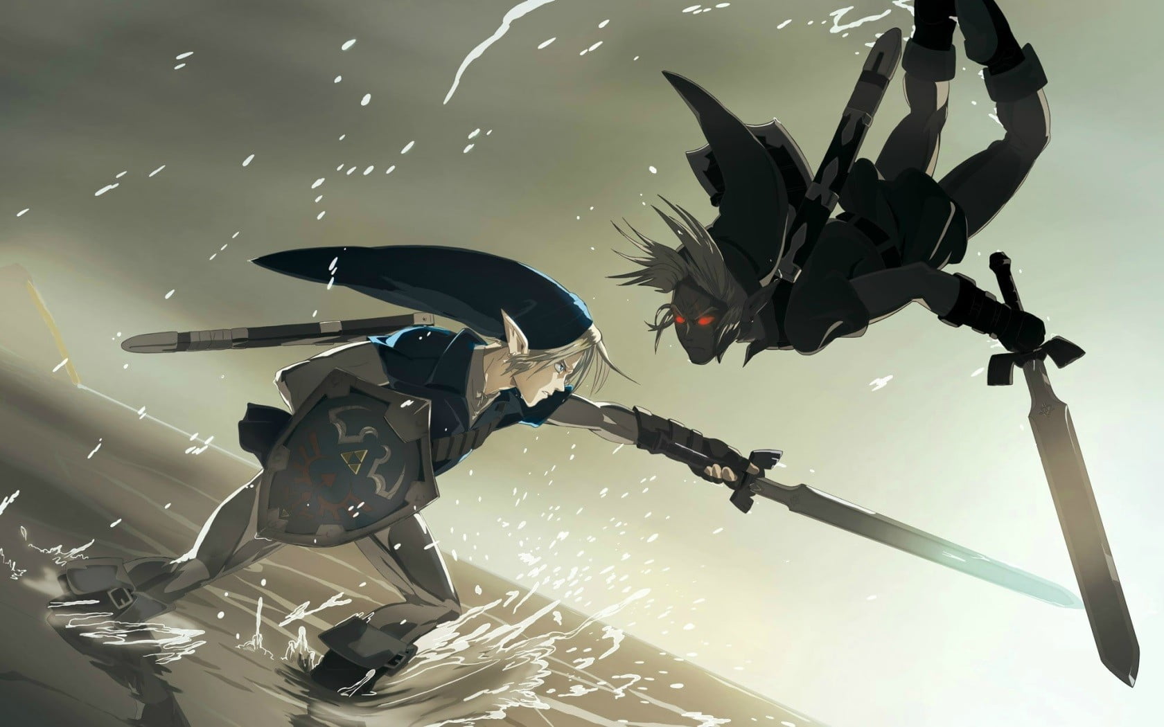 Link Vs Dark Link Art - HD Wallpaper 