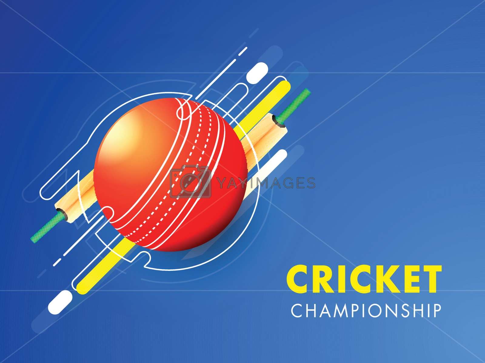 Cricket Ball With Bats Illustration On Glossy Blue - Graphic Design - HD Wallpaper 