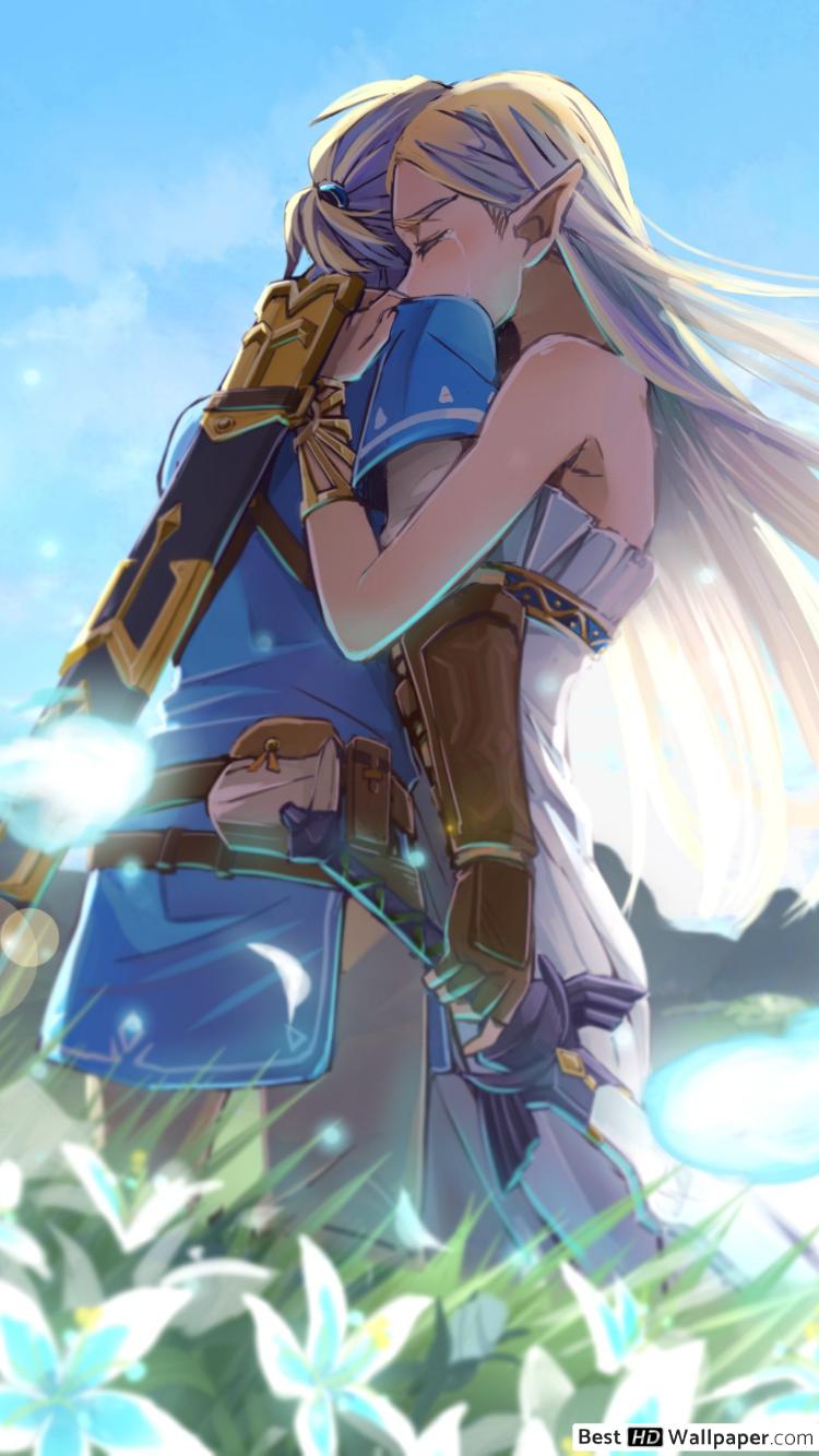 Link And Zelda Artwork - HD Wallpaper 