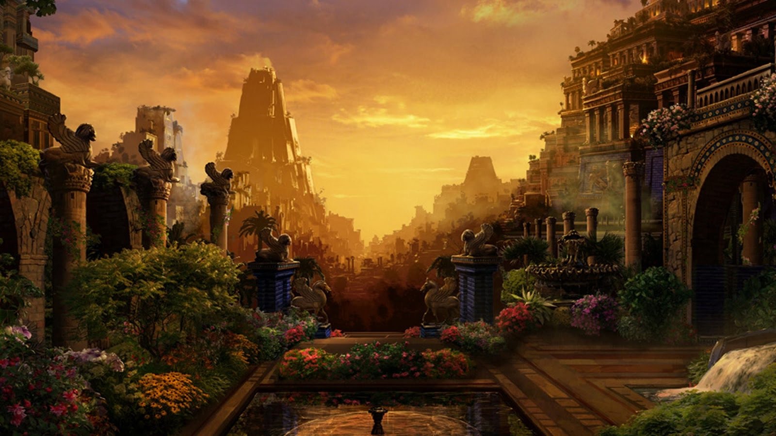 High Resolution Wallpaper - Hanging Gardens Of Babylon - HD Wallpaper 