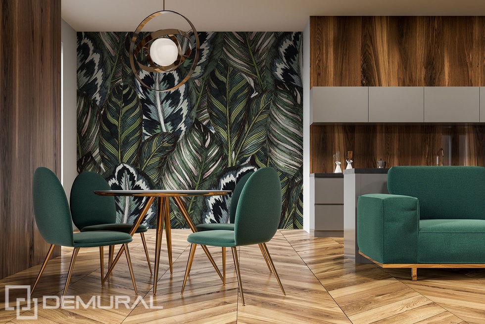 Into The Wild Patterns Wallpaper Mural Photo Wallpapers - Dining Green Sofa - HD Wallpaper 