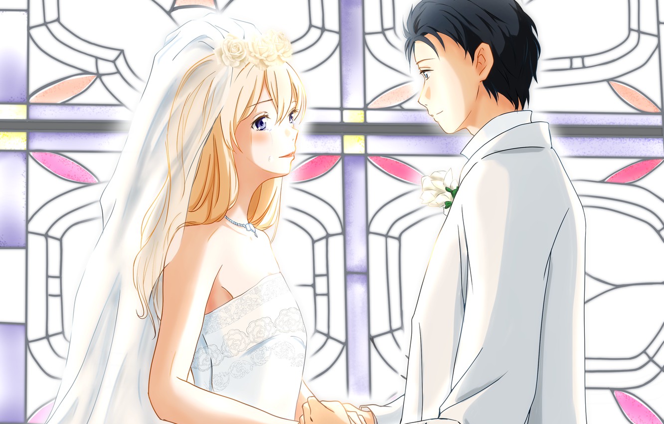 Photo Wallpaper The Bride, Wedding, The Groom, Shigatsu - Your Lie In April Wedding - HD Wallpaper 