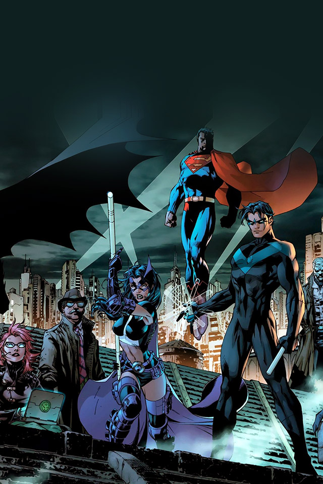 Com Apple Wallpaper Batman Robin Superman Catwoman - Jim Lee Batman - HD Wallpaper 