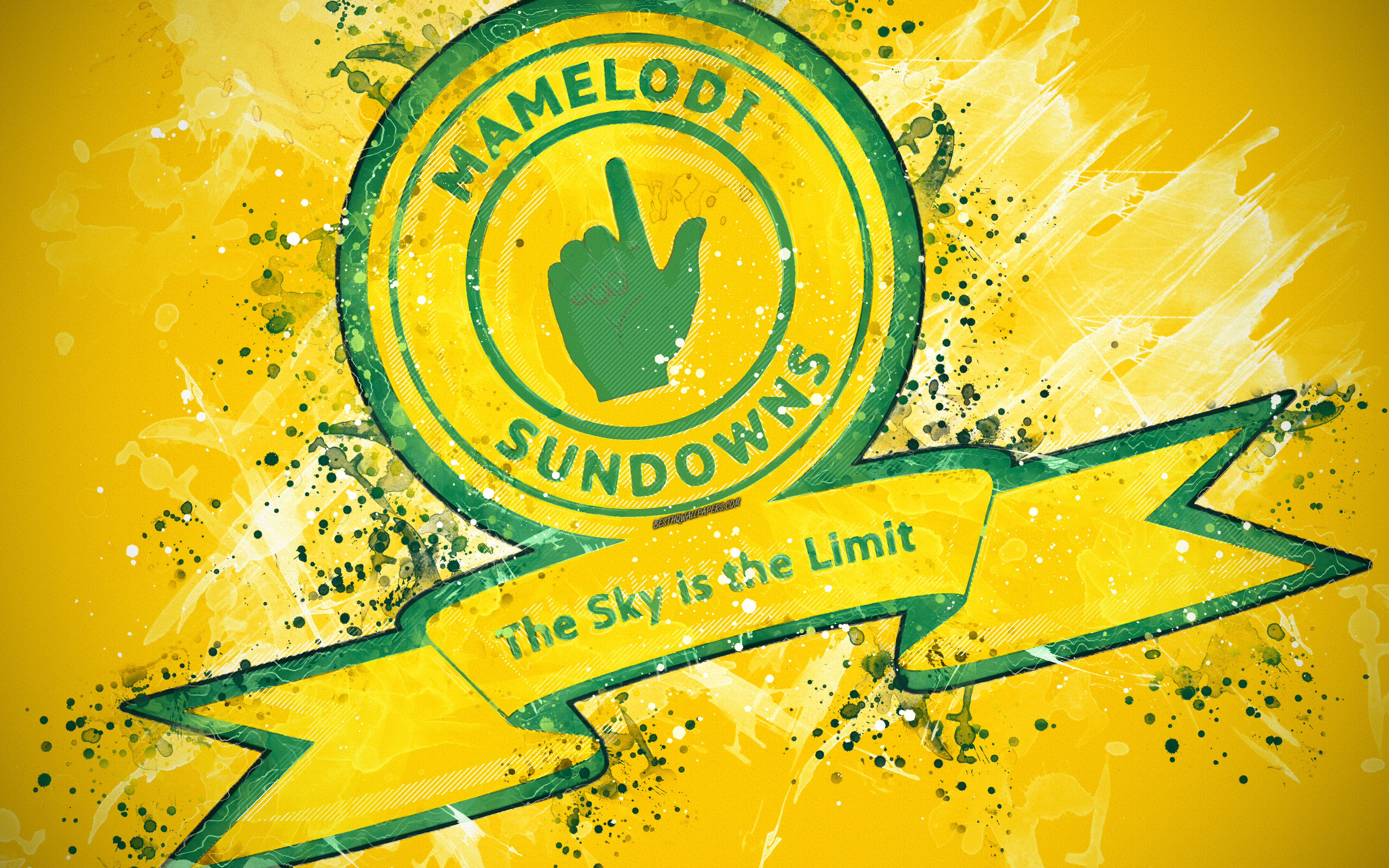 Mamelodi Sundowns Fc, 4k, Paint Art, Logo, Creative, - Mamelodi Sundowns F.c. - HD Wallpaper 