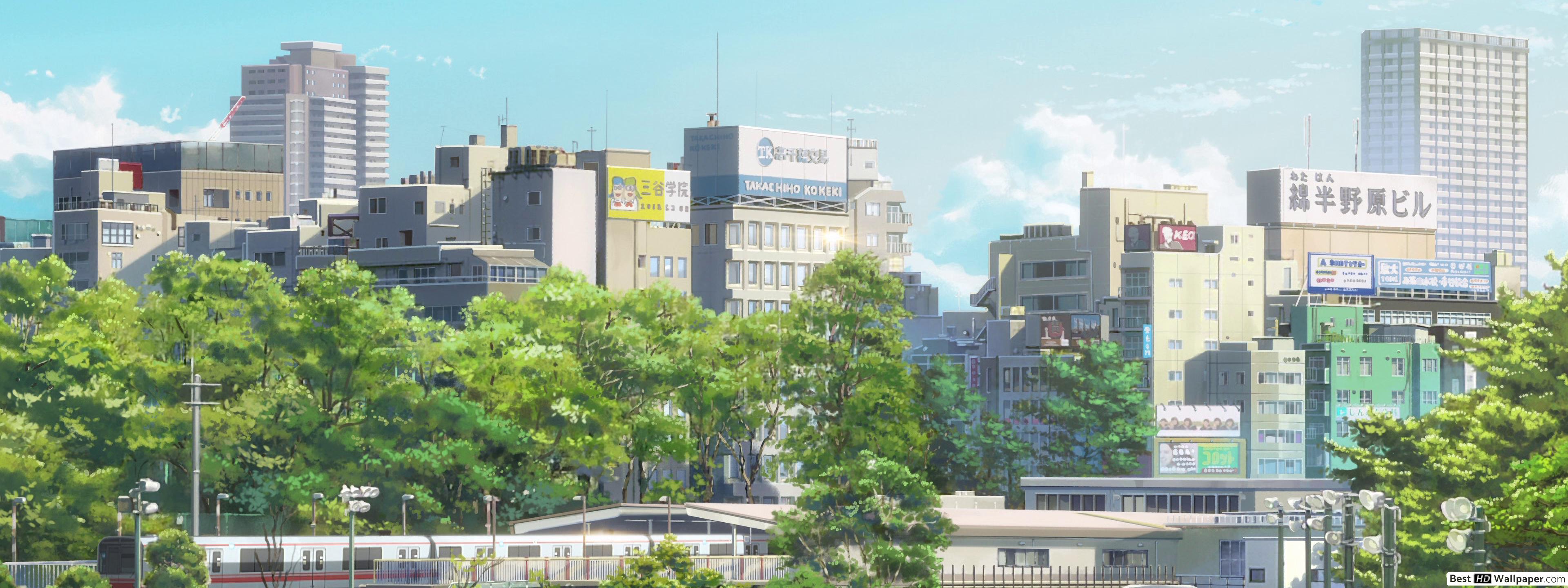 Anime Train Scene City - HD Wallpaper 