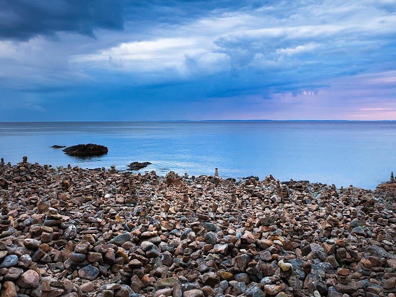 Pebble Beach In Sweeden Wallpaper - Nature Art Original Landscape Paintings - HD Wallpaper 