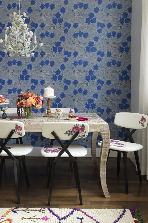 Blue Wallpaper For Dining Room Ideas - HD Wallpaper 