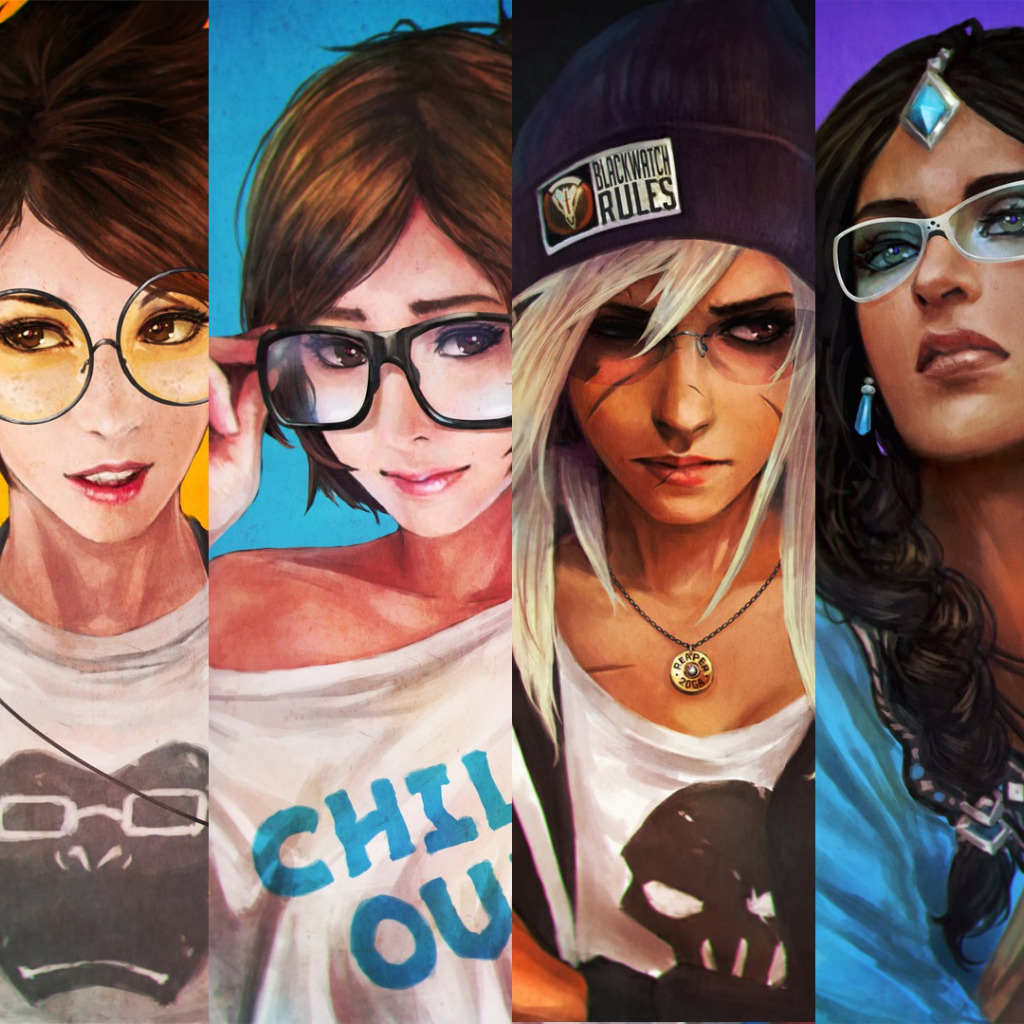 Photo Wallpaper Art, Girls, Reaper, Hanzo, Mei, Overwatch, - Casual Overwatch Art - HD Wallpaper 