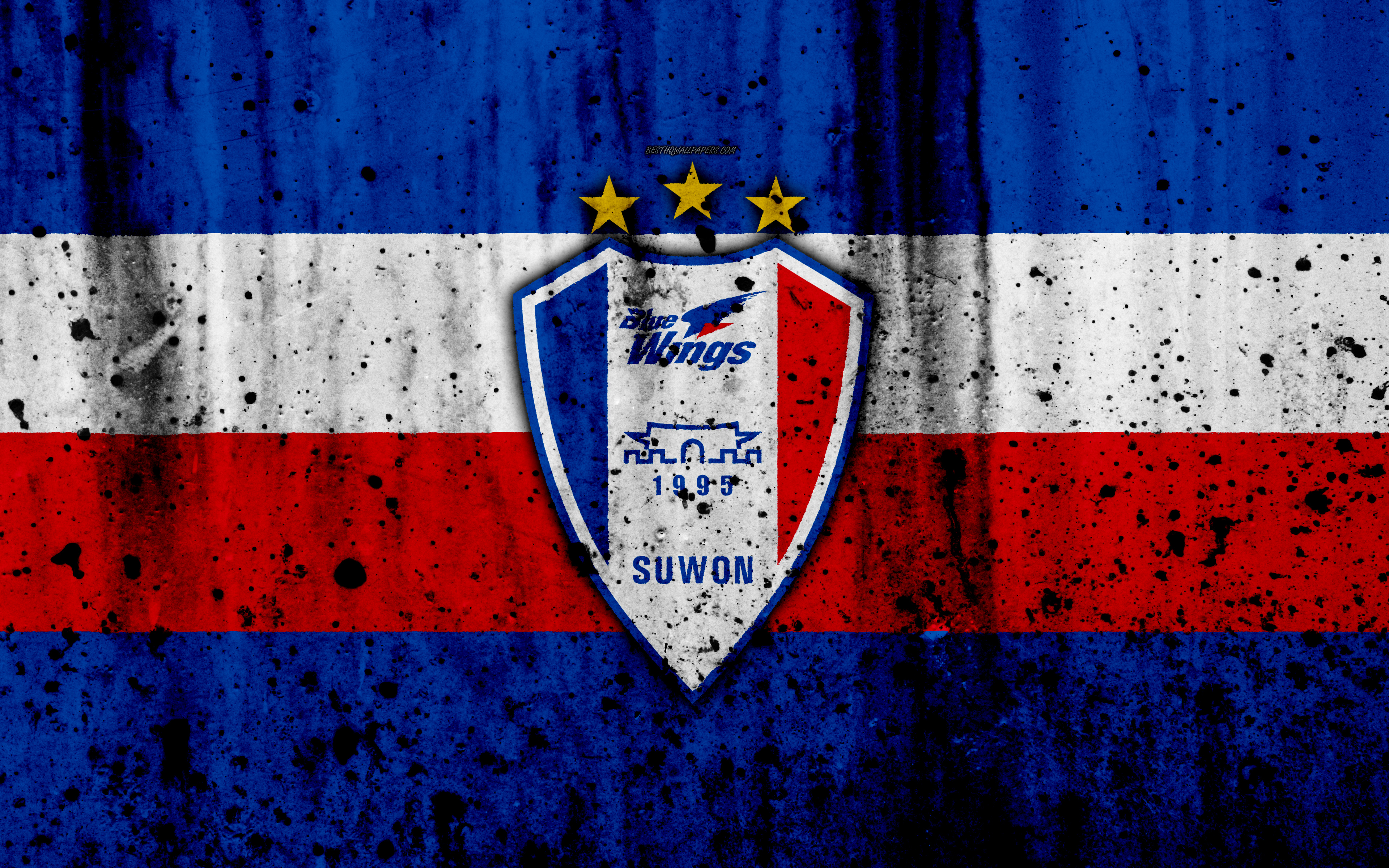 4k, Fc Suwon Samsung Bluewings, Grunge, K-league Classic, - Dallas Stars Logo Art - HD Wallpaper 