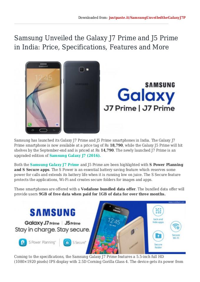 Samsung Unveiled The Galaxy J7 Prime And J5 Prime In - Samsung J7 Prime Price And Features - HD Wallpaper 