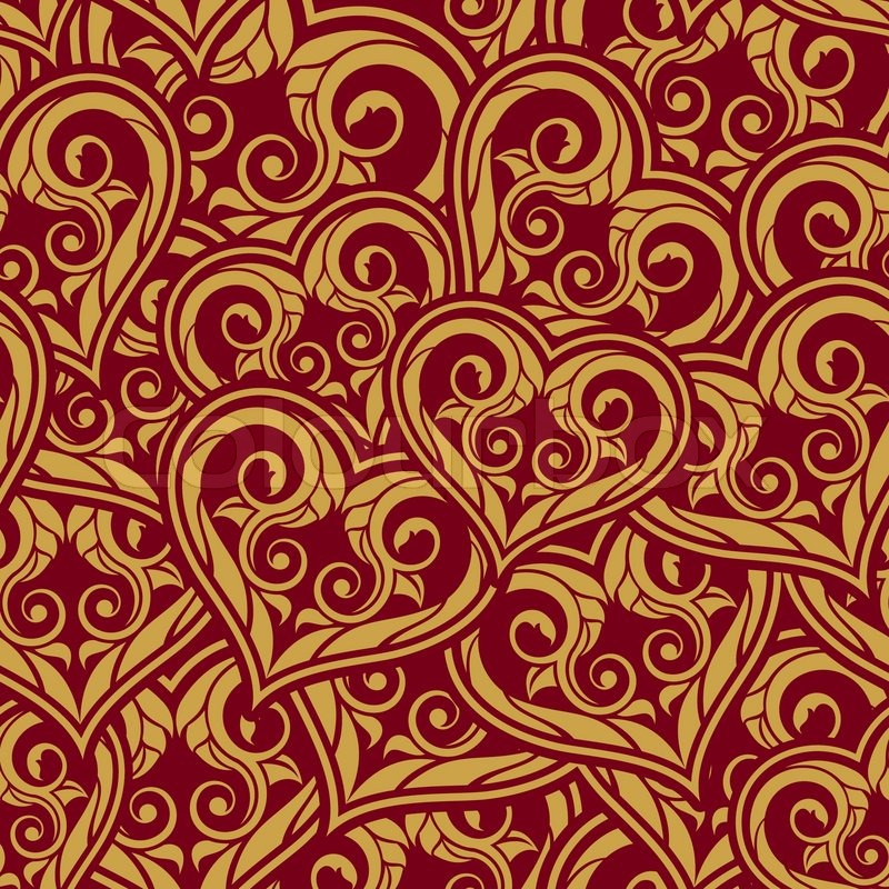 Red And Gold Hearts - HD Wallpaper 