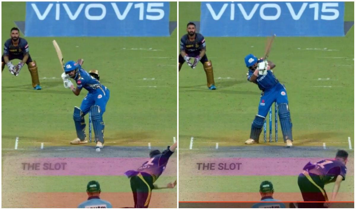 Hardik Pandya Plays The Helicopter Shot During Kkr - Hardik Pandya Helicopter Shot - HD Wallpaper 