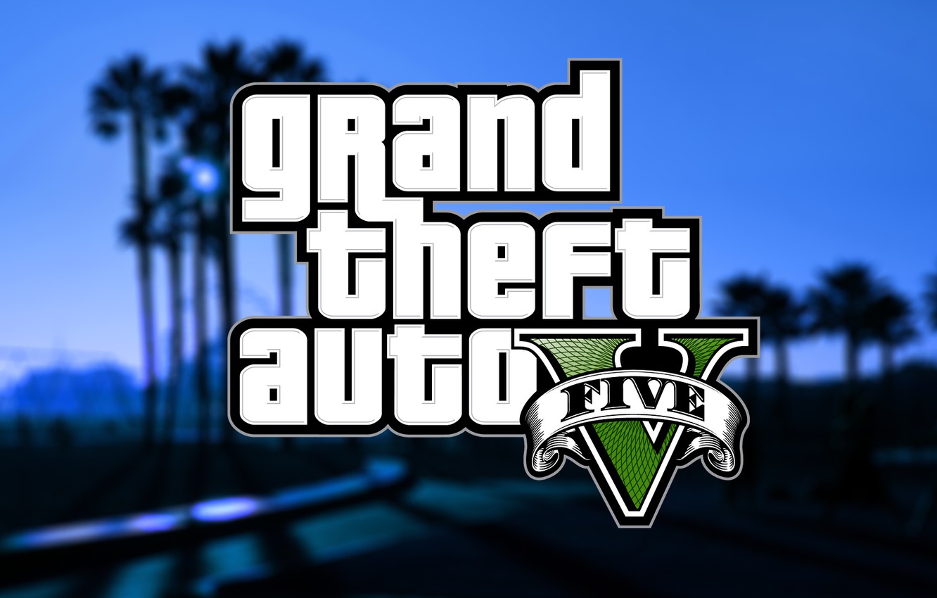 Photo Wallpaper Logo, Game, Beach, Gta, Rockstar, Gta - Grand Theft Auto V - HD Wallpaper 