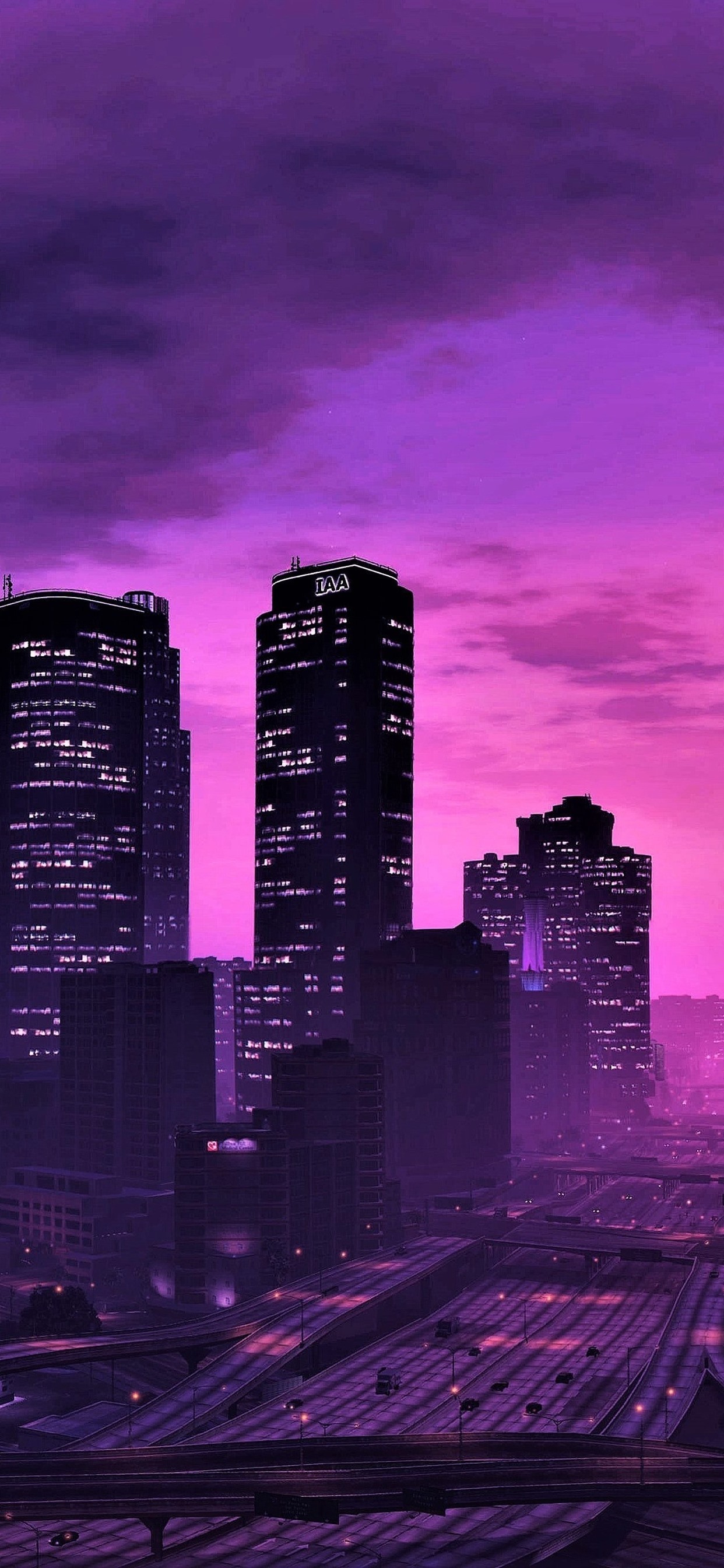 Iphone Wallpaper Gta 5, City At Night, Purple Style, - Gta 5 Wallpaper Iphone - HD Wallpaper 