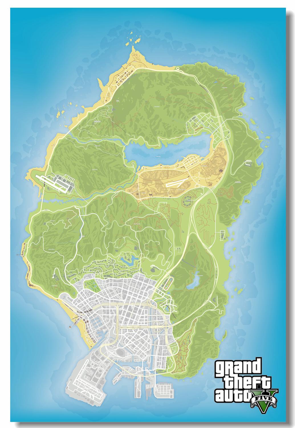 Gta V Poster Map - HD Wallpaper 