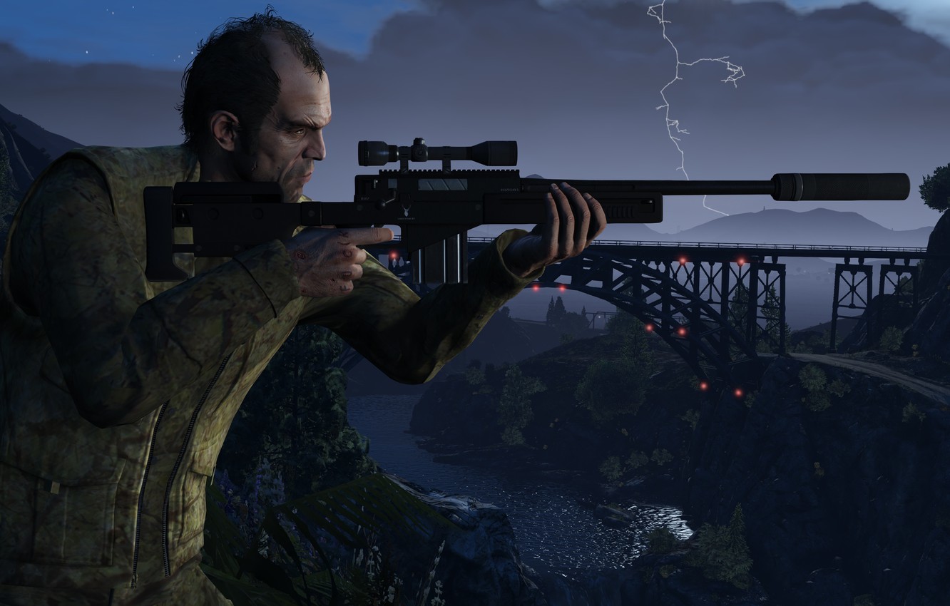 Photo Wallpaper The Game, Action, Game, Gta, Grand - Gta 5 Sniper - HD Wallpaper 