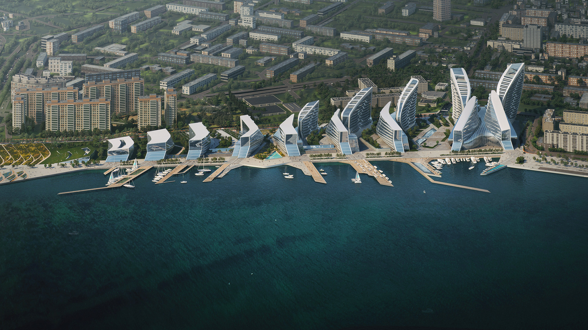 For Now, These Beautiful Buildings In Novorossiysk - Zaha Hadid Master Plan - HD Wallpaper 