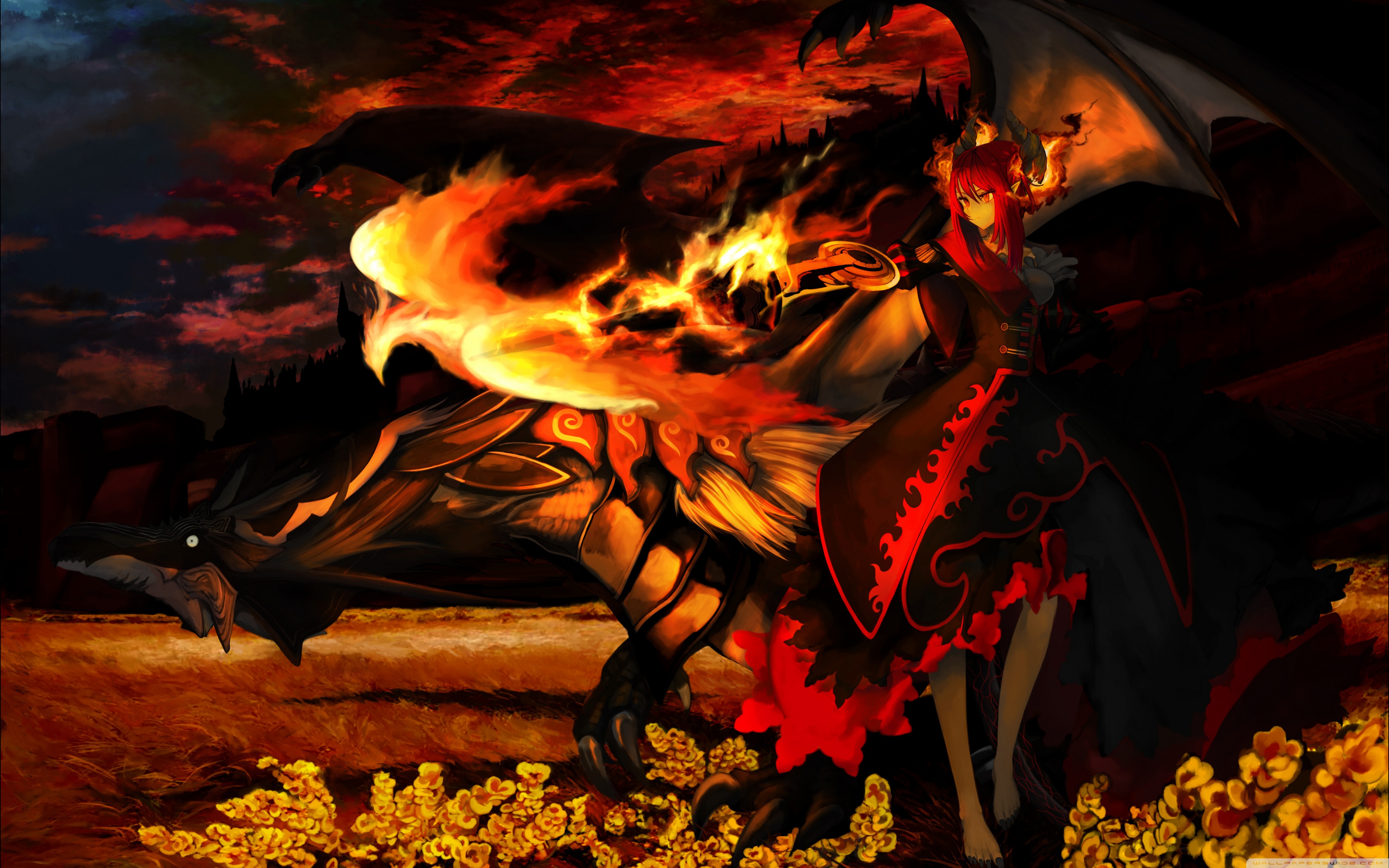 Fire Wizard Fantasy Art - HD Wallpaper 