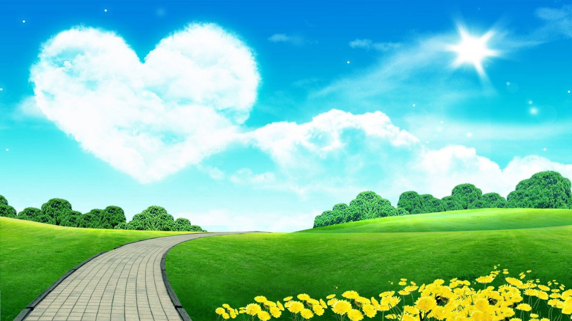 Download Wallpaper Big Heart On The Sky - HD Wallpaper 