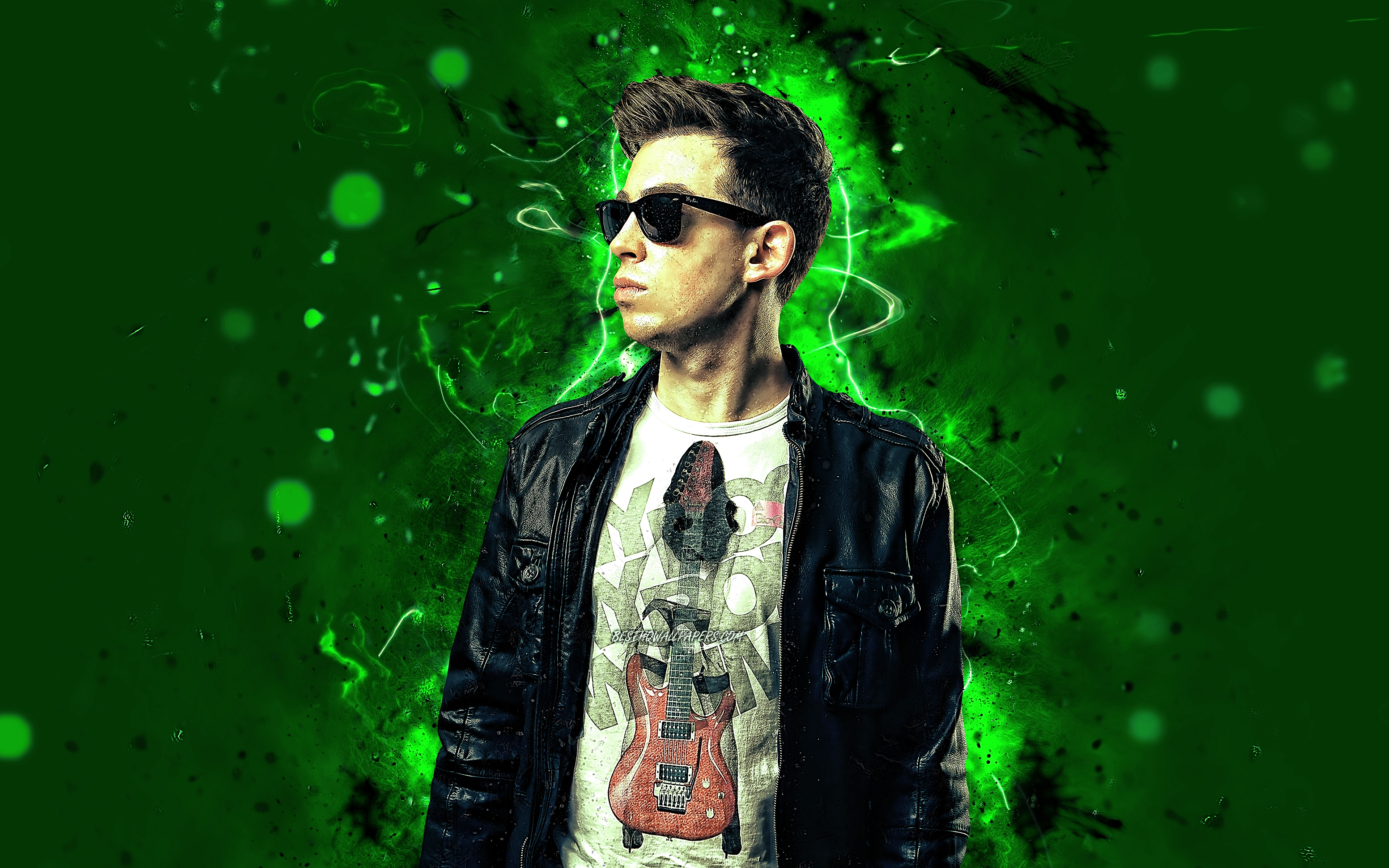 4k, Hardwell, Green Neon Lights, 2019, Music Stars, - Boy - HD Wallpaper 