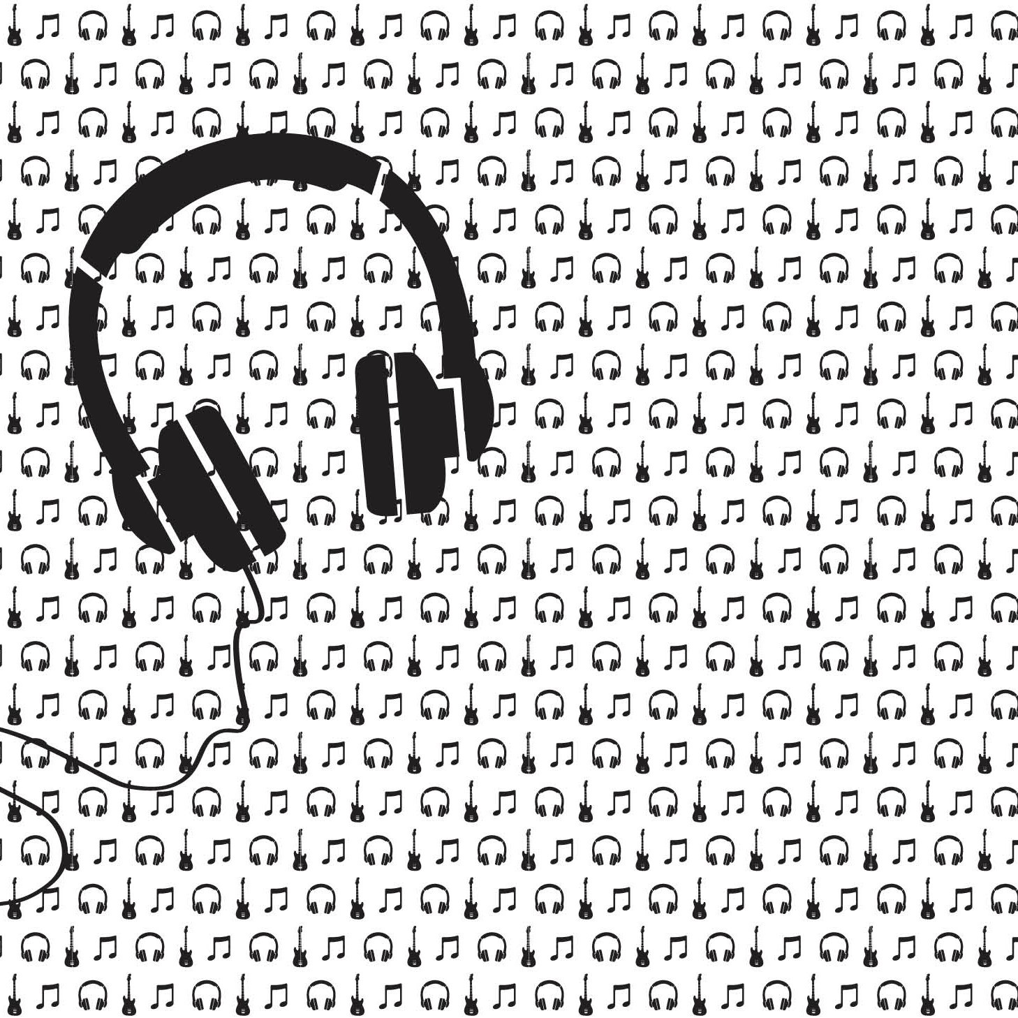 Wallpaper Music With Guitar And Headphone - Behangpapier Muziek - HD Wallpaper 