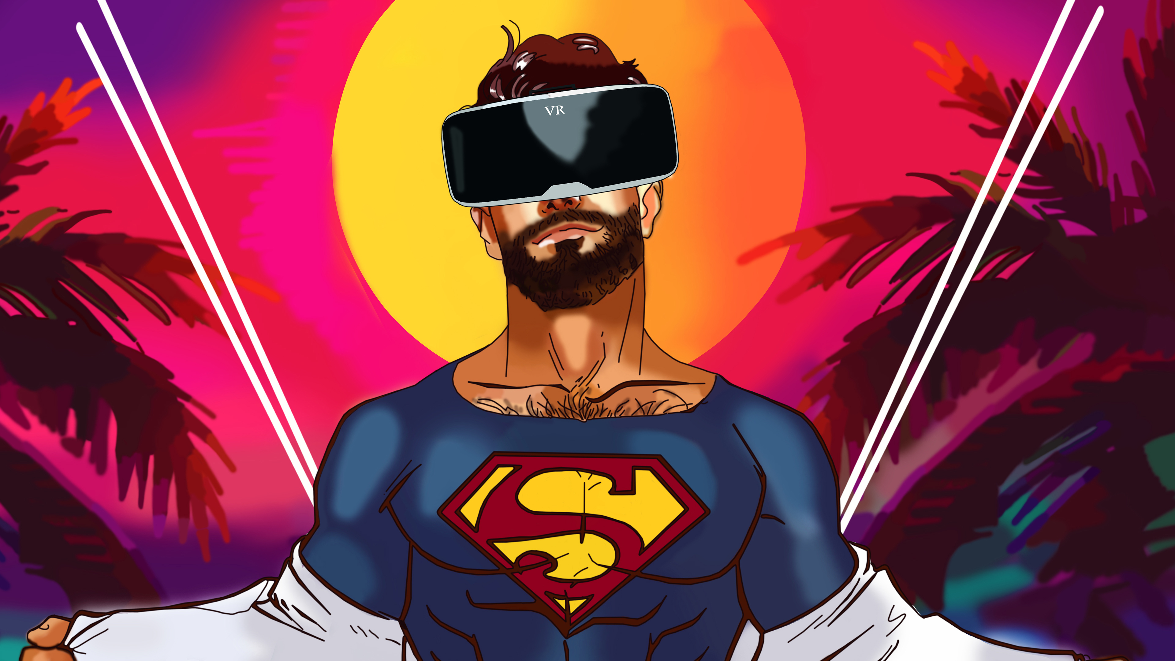 Superman Using Vr Headset 4k - Superman Vr - HD Wallpaper 