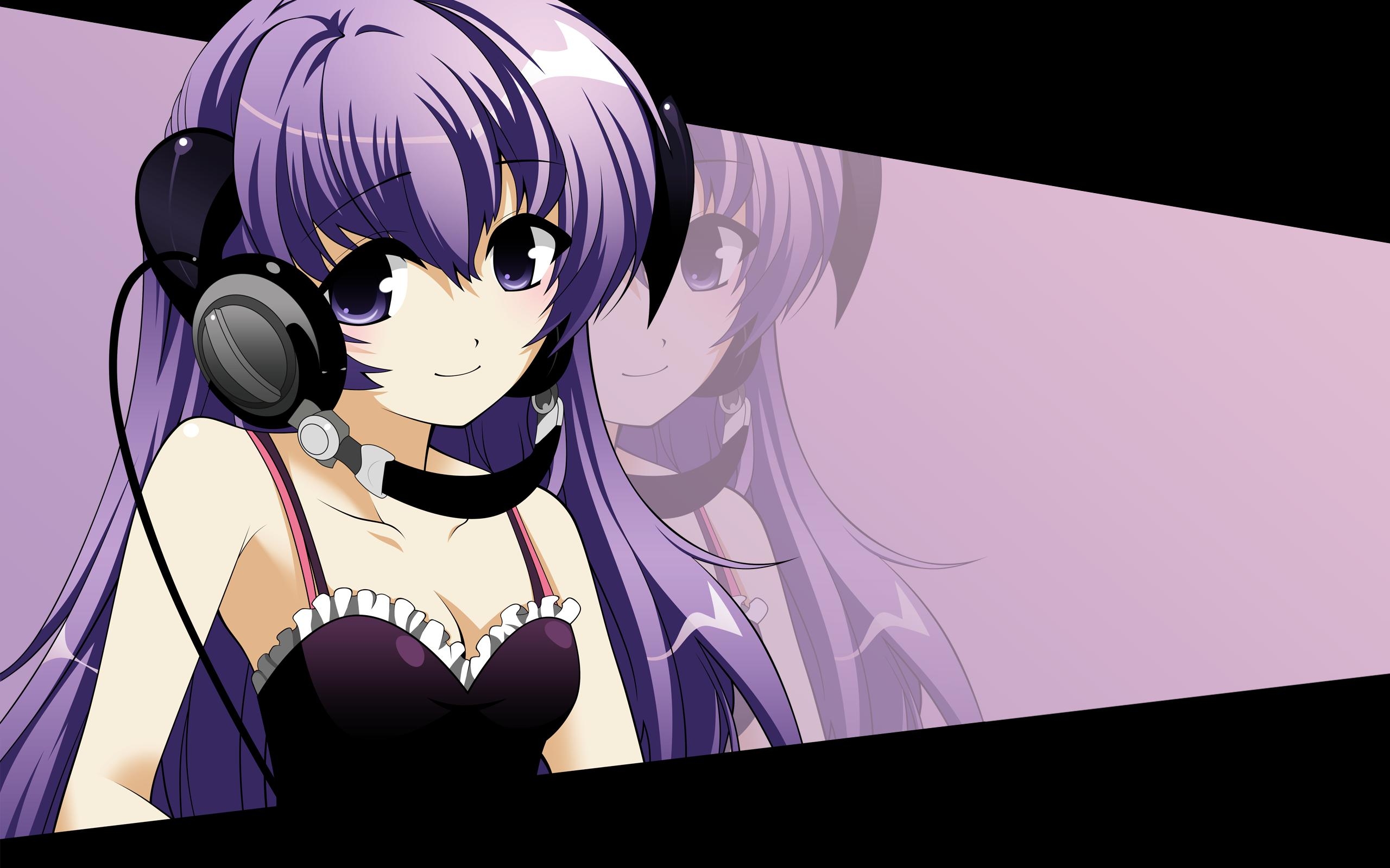Anime Girl With Headphones - HD Wallpaper 