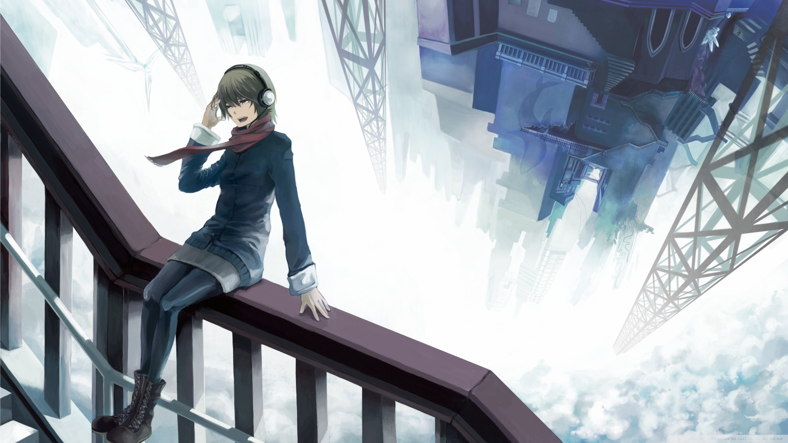 Anime Girl With Headphones - HD Wallpaper 