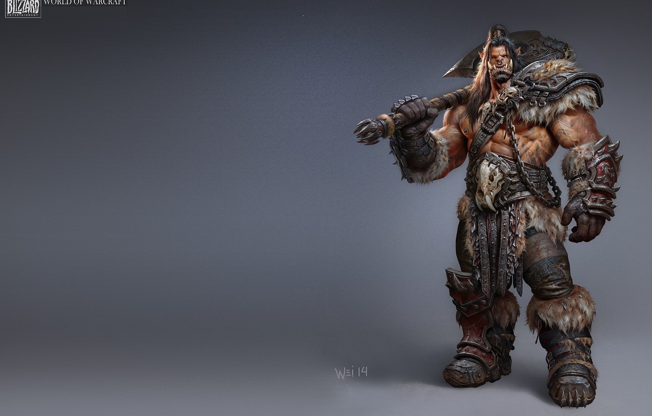 Photo Wallpaper Weapons, Art, Orc, The Art Of Warcraft, - Wei Wang Orc - HD Wallpaper 