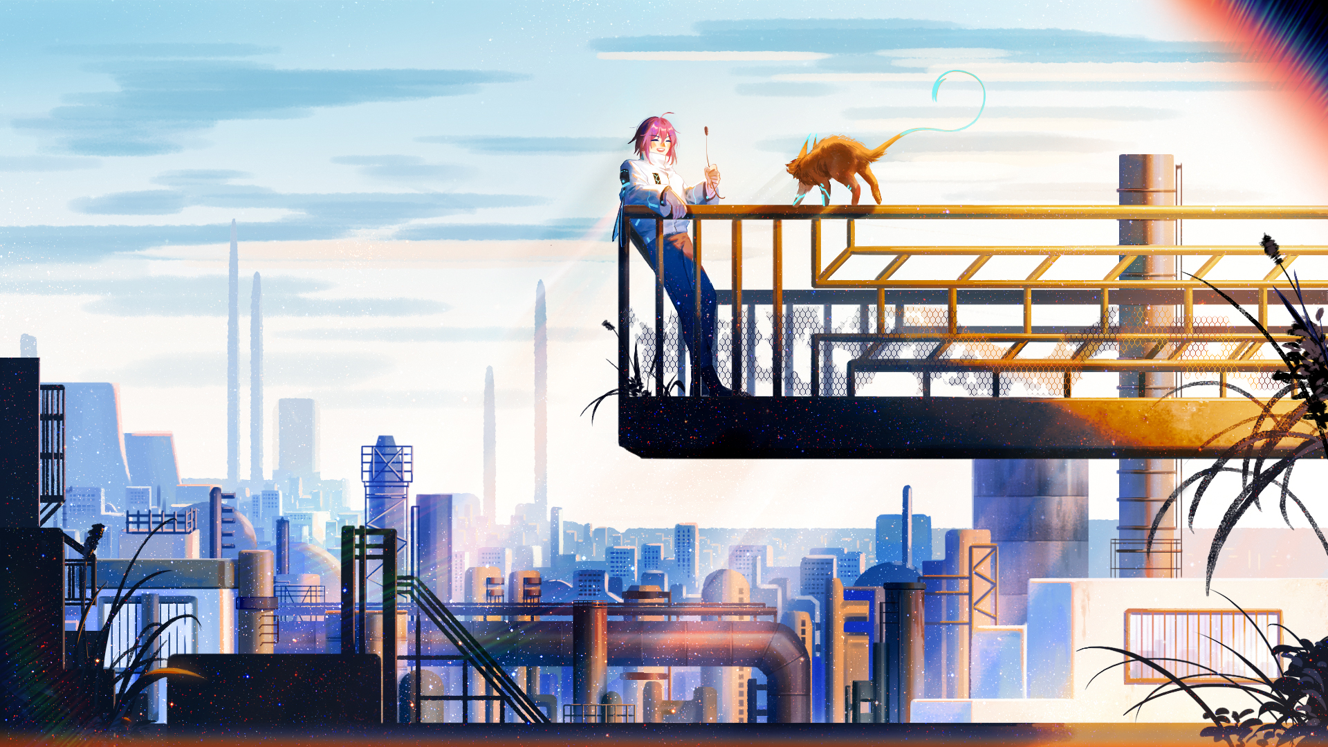 Boy Anime City Art - HD Wallpaper 