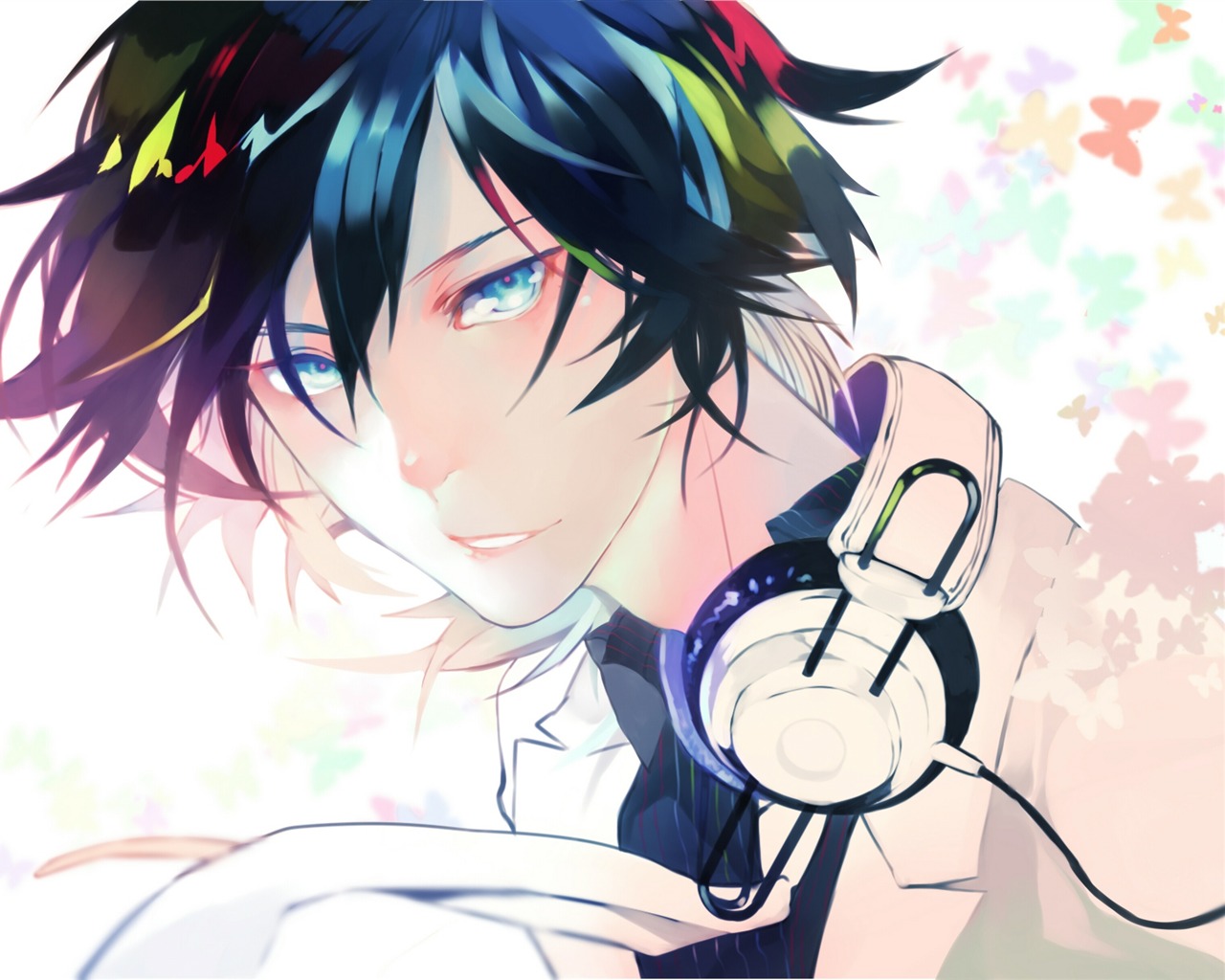 Boy Anime With Headphones - HD Wallpaper 