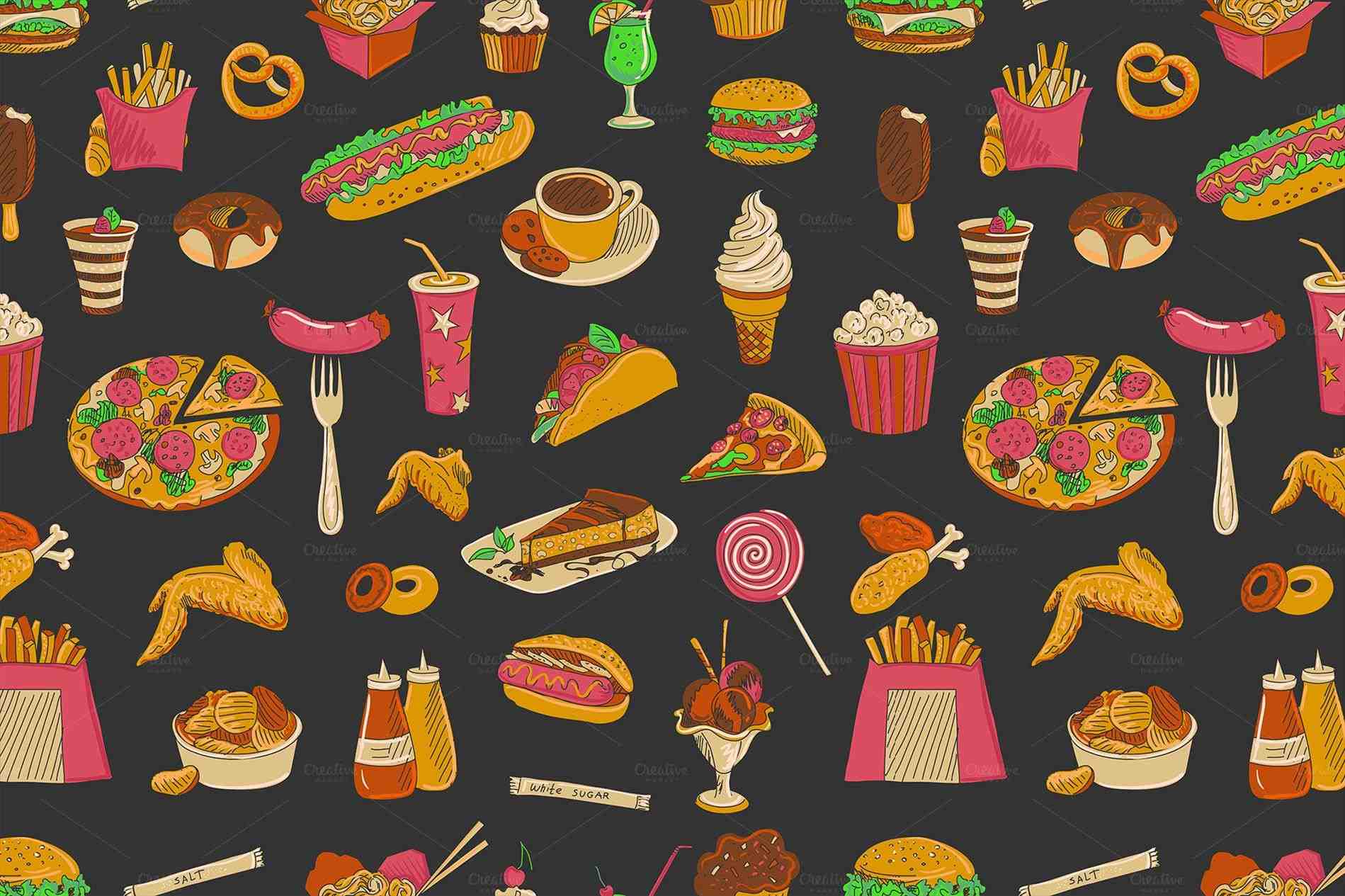 Pattern Wallpaper Tumblr - Creative Fast Food Background Hd - 1899x1265  Wallpaper 