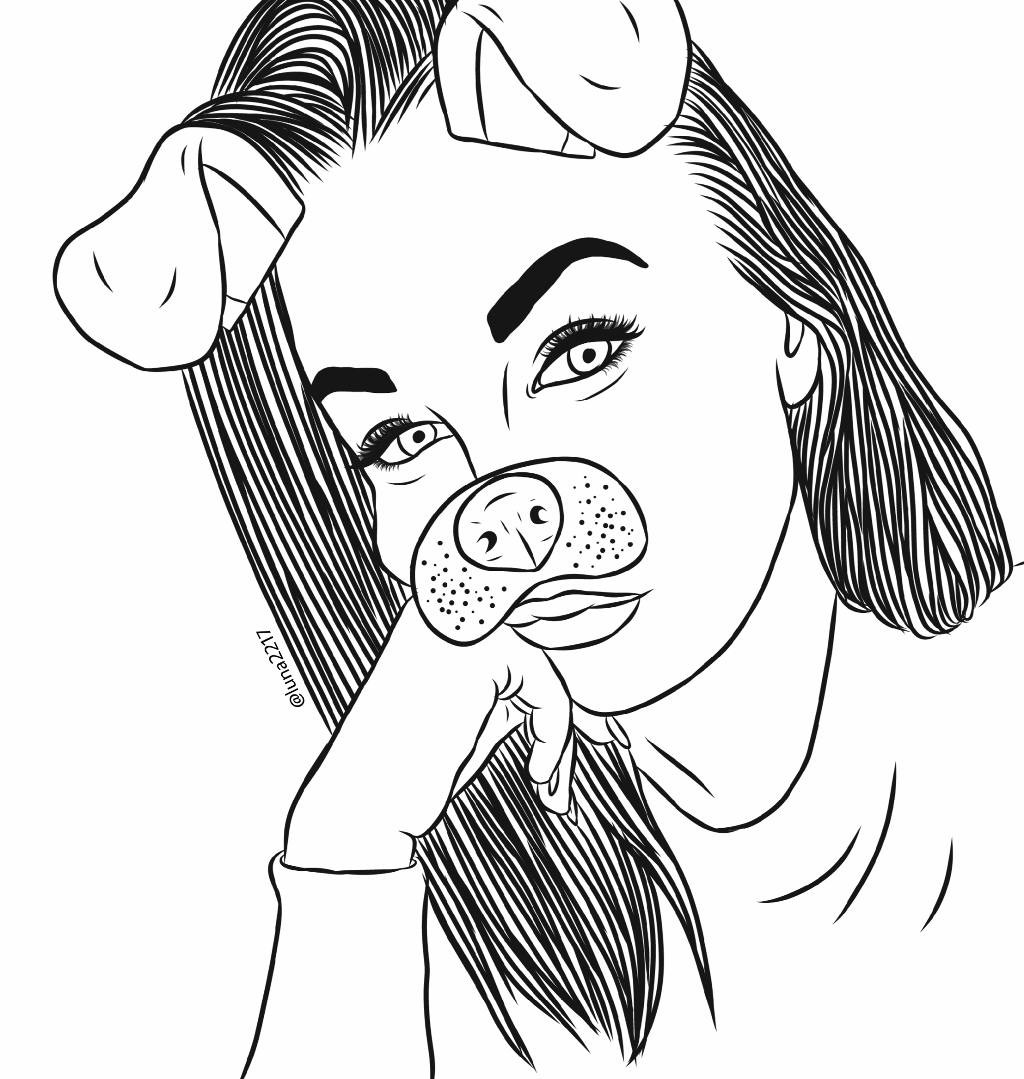 Snapchat Girl Drawing - Black And White Girl Drawing - HD Wallpaper 