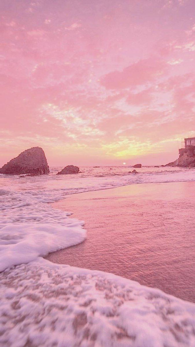 Aesthetic Pink Beach Background - HD Wallpaper 