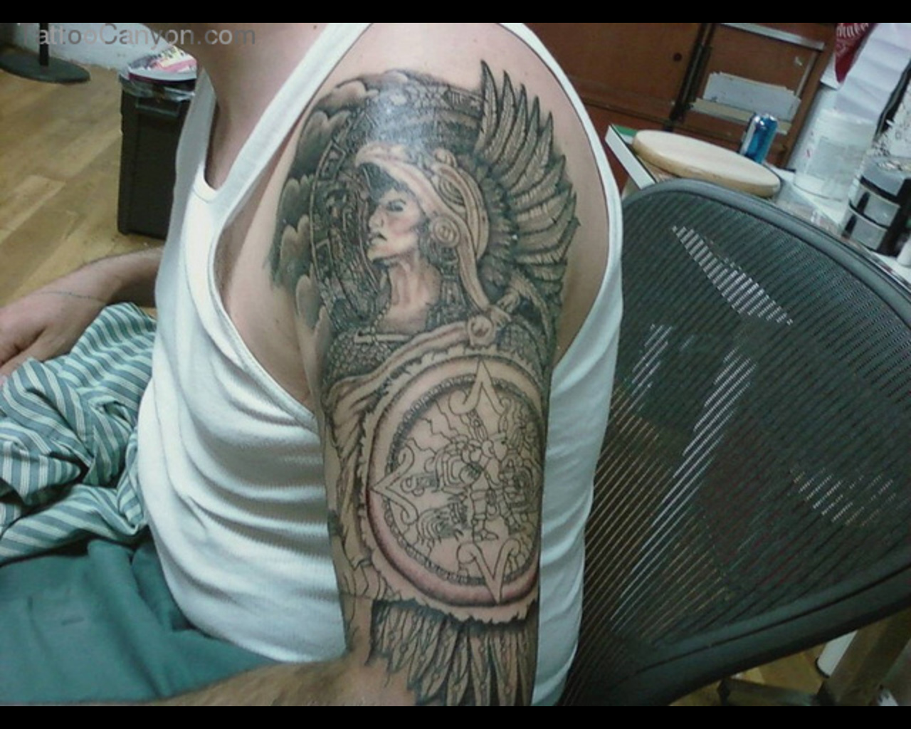 Half Sleeve Aztec Warrior Tattoo Design - Tattoo - 1280x1024 Wallpaper -  