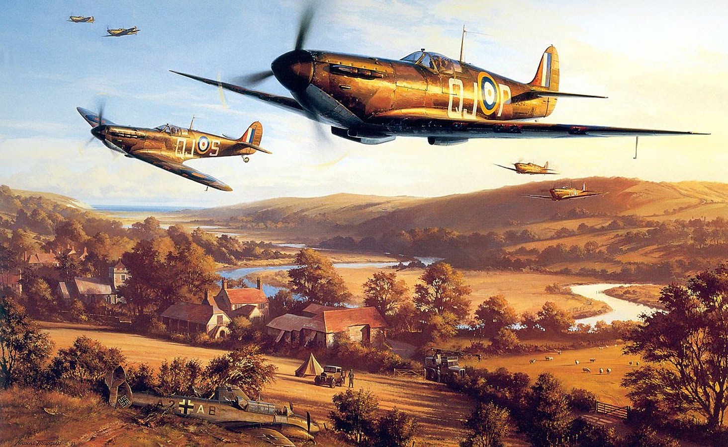 Nice Images Collection - Battle Of Britain Artwork - HD Wallpaper 