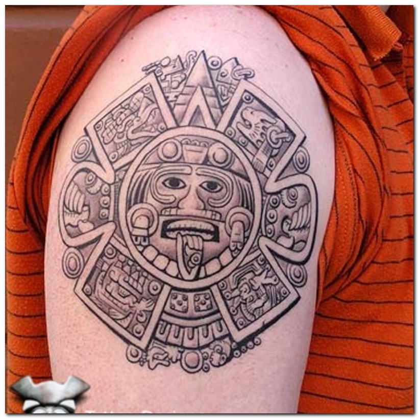 Aztec Sun Shoulde Rtattoo - Aztec Sun Tattoo Ideas - HD Wallpaper 