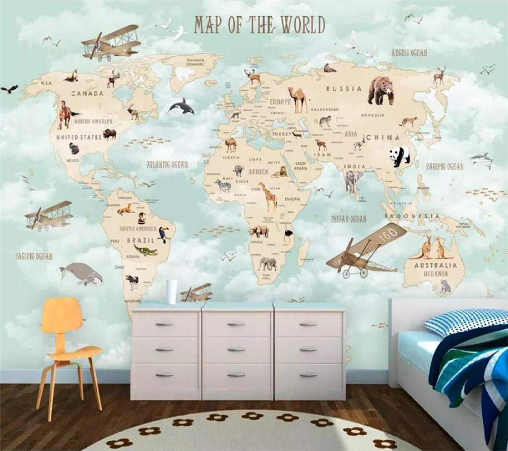 Wereldkaart Met Dieren Behang - HD Wallpaper 