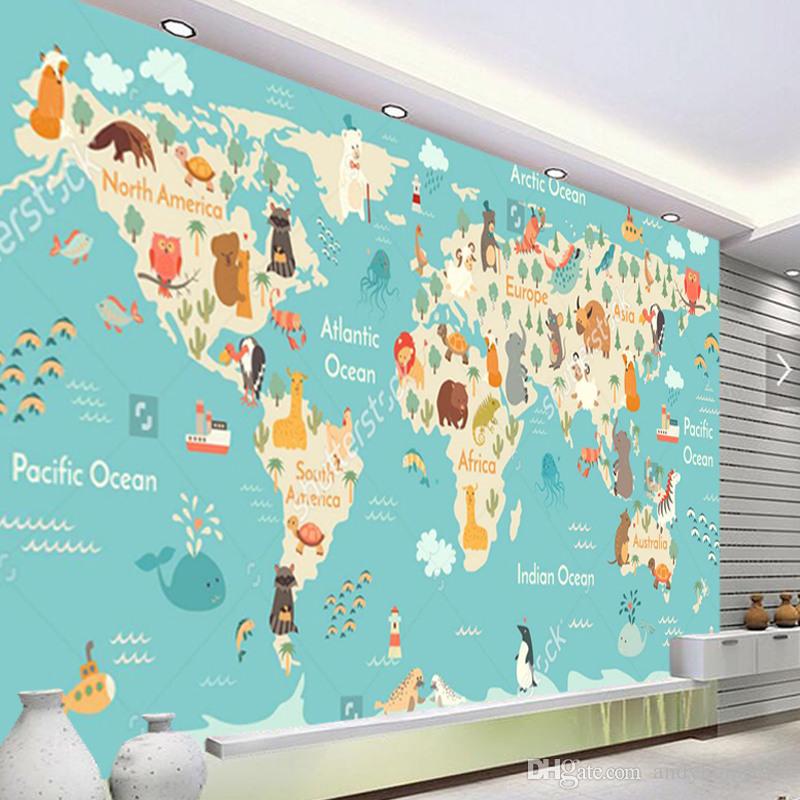 Kids World Map Mural - HD Wallpaper 