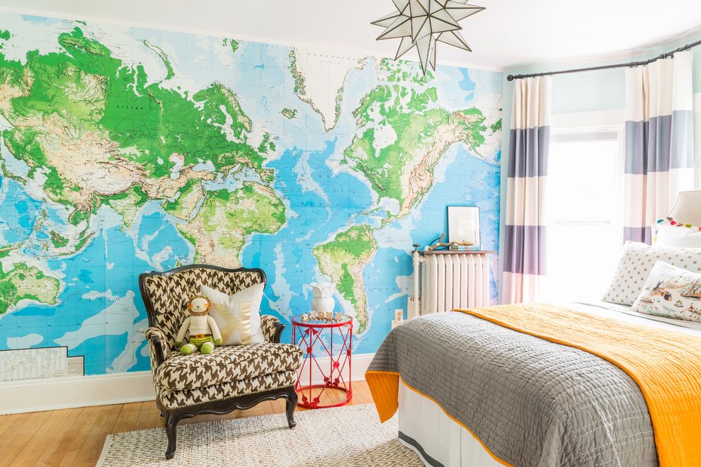 Boston Vintage Kids Room With Traditional Ceiling- - Bedroom - HD Wallpaper 