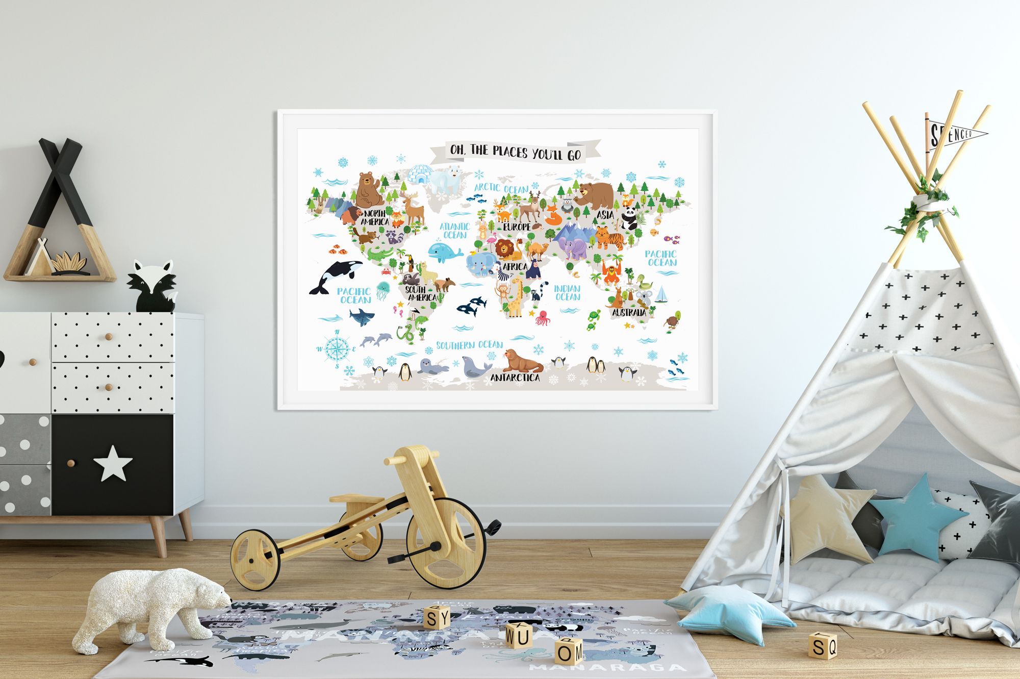 World Maps For The Kids Room - Baby Room Wall Free - HD Wallpaper 