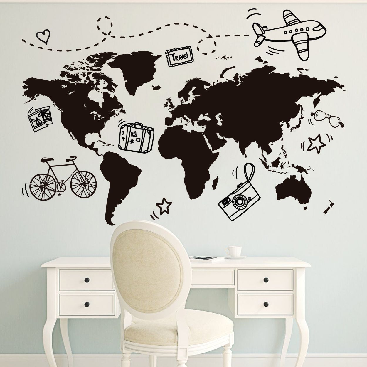 Travel World Map Wall Sticker - World Map Png Red - HD Wallpaper 