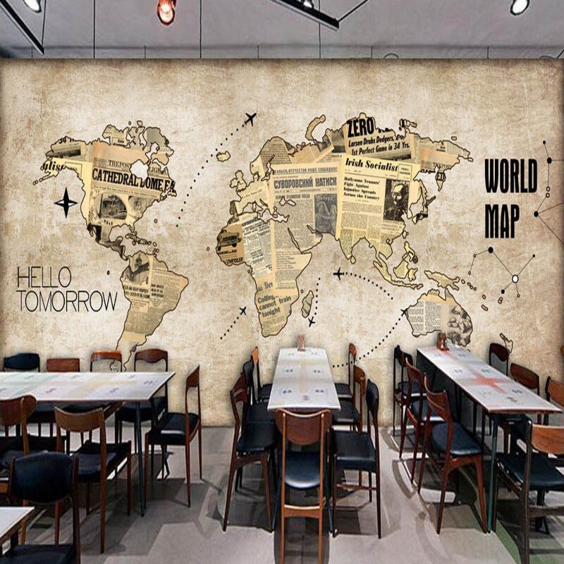 Drop Shipping Colomac Wallpaper Vintage Retro World - Black And White Mural Painting - HD Wallpaper 