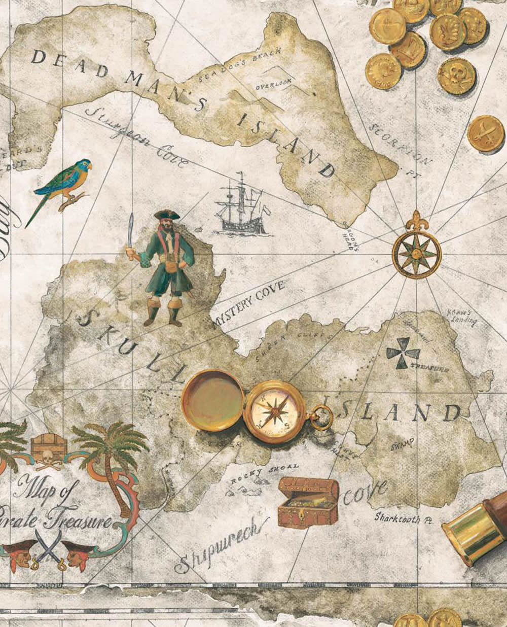 Pirate Treasure Chest Map - HD Wallpaper 