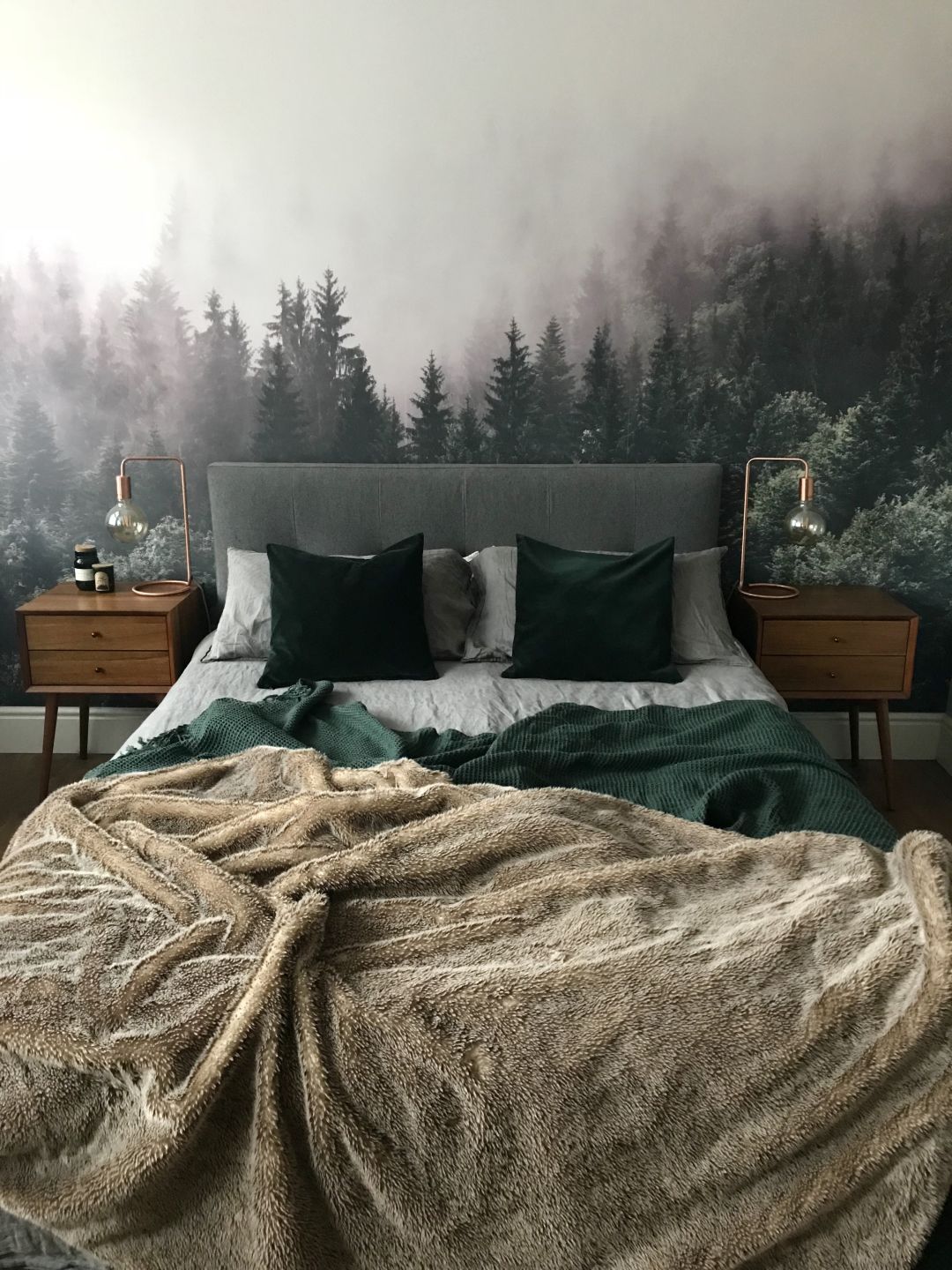 Bedroom With Forest Mural - HD Wallpaper 