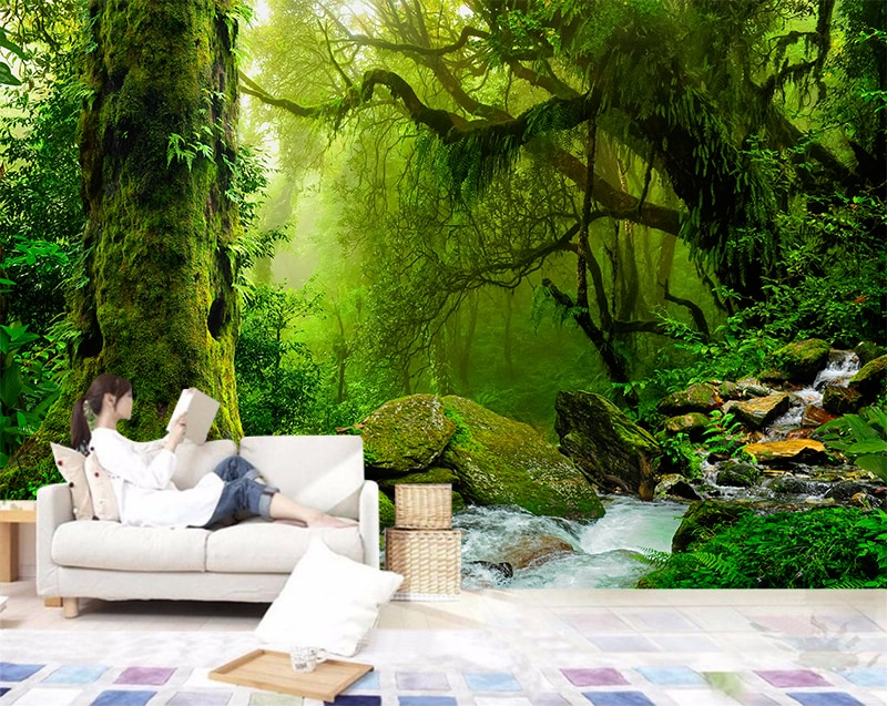 Nursery Wall Décor 3d Custom Canvas Wall Mural Painting - 3d Jungle Wall Stickers - HD Wallpaper 