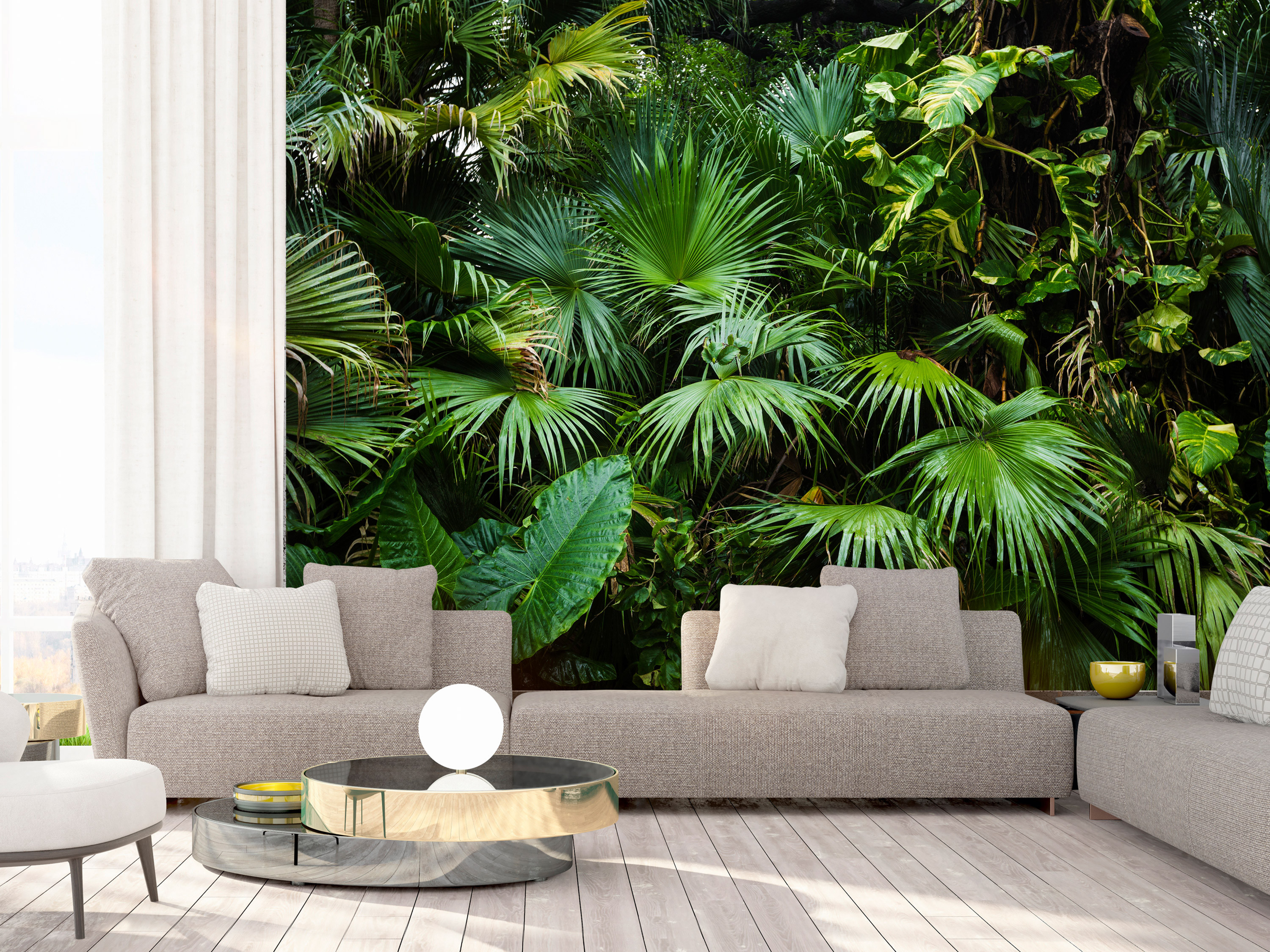 Photo Wallpaper Sunny Jungle - Fototapeta Dżungla - HD Wallpaper 