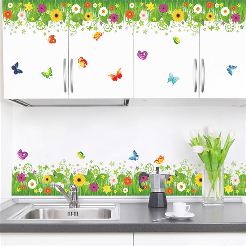 Kitchen Wall Stickers In Flowers - HD Wallpaper 
