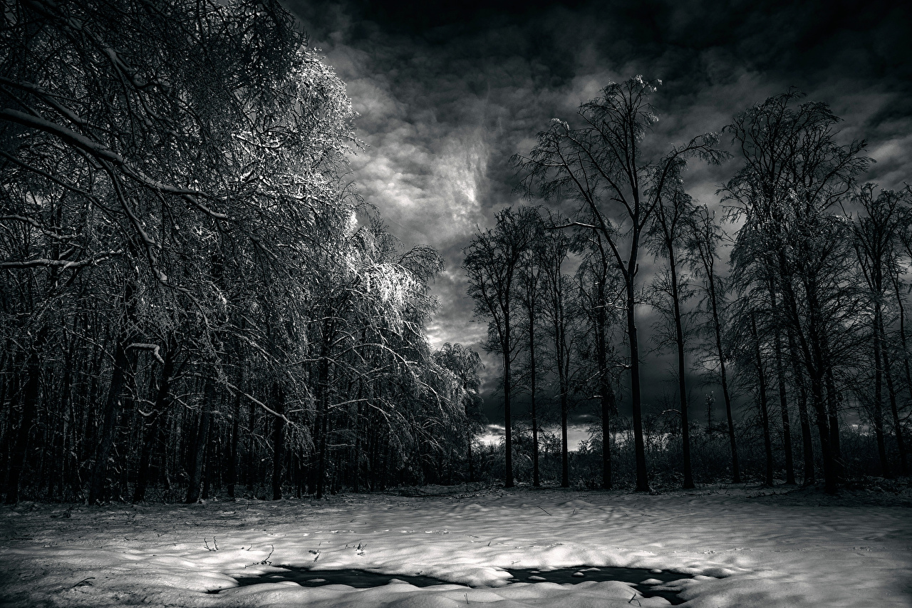 Cloudy Winter Night - HD Wallpaper 