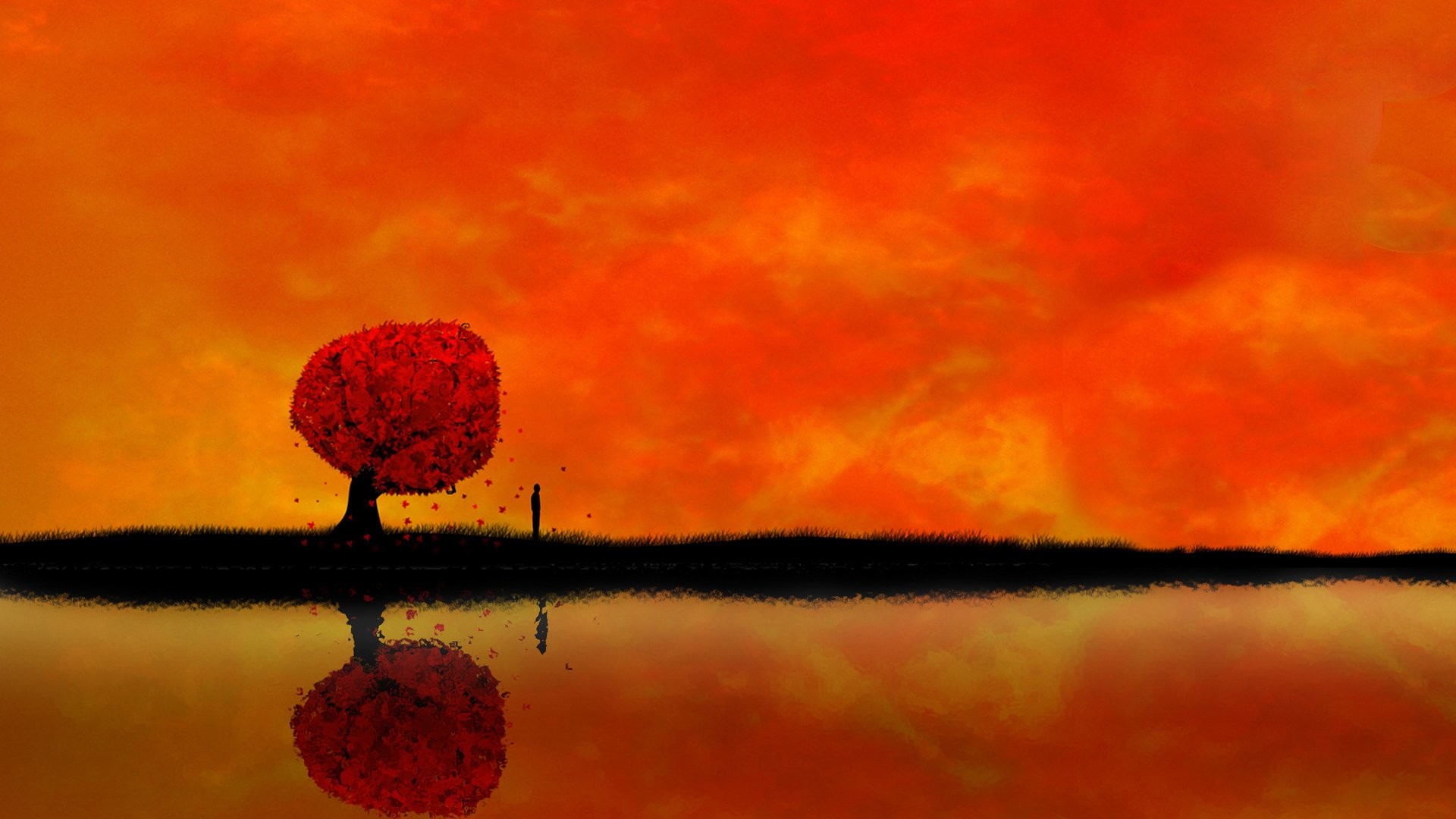 Orange Tree Wallpaper Desktop Background Mekamak 1920ã1080 - Autumn - HD Wallpaper 